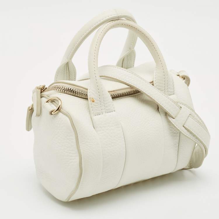 Pre Owned Alexander Wang White Pebbled Leather Mini Rockie Bag