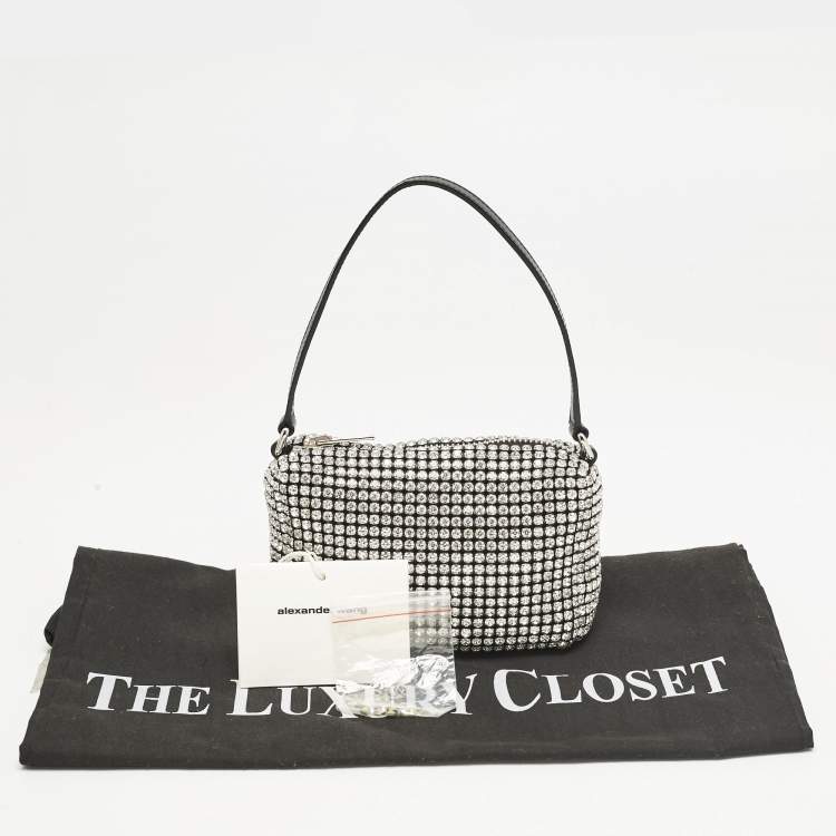 Pre Owned Alexander Wang Black Crystals and Leather Heiress Pochette Bag