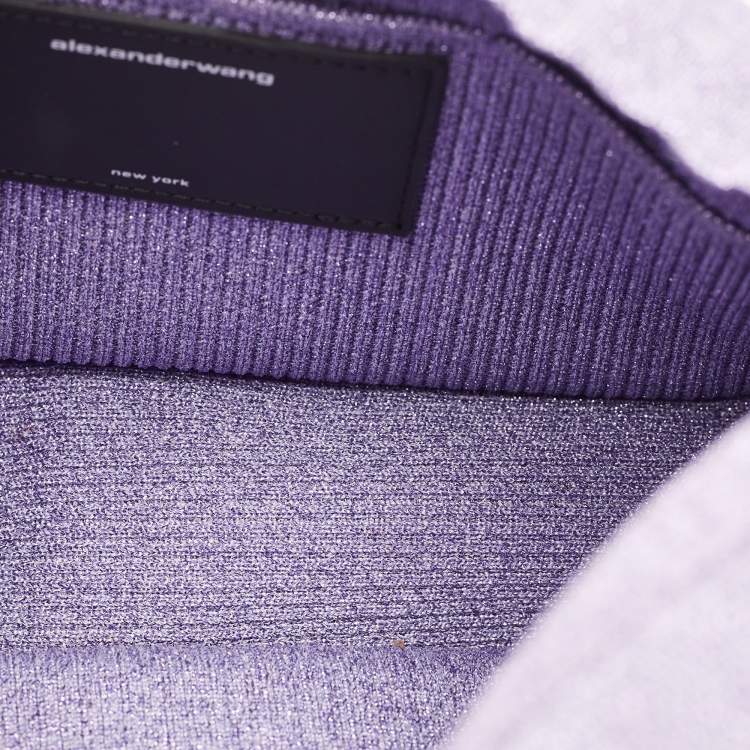 Pre Owned Alexander Wang Purple Ribbed Knit Fabric Small Ryan Bag