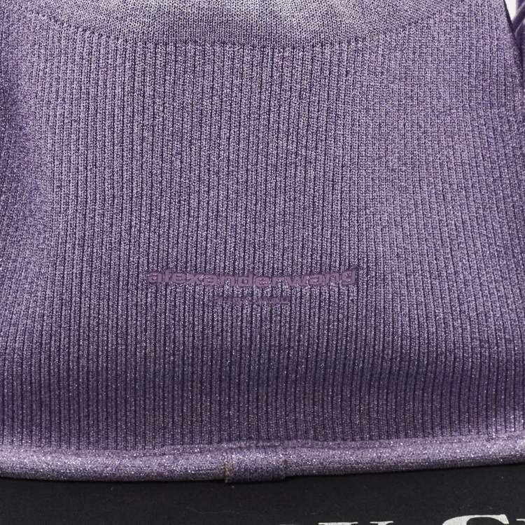 Pre Owned Alexander Wang Purple Ribbed Knit Fabric Small Ryan Bag