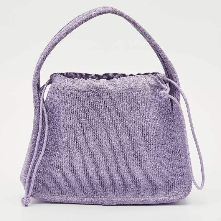 Pre Owned Alexander Wang Purple Ribbed Knit Fabric Small Ryan Bag
