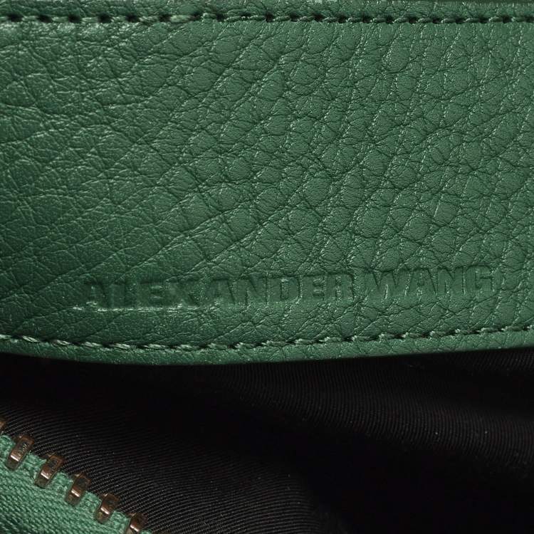 Pre Owned Alexander Wang Rocco Green Grained Leather Satchel