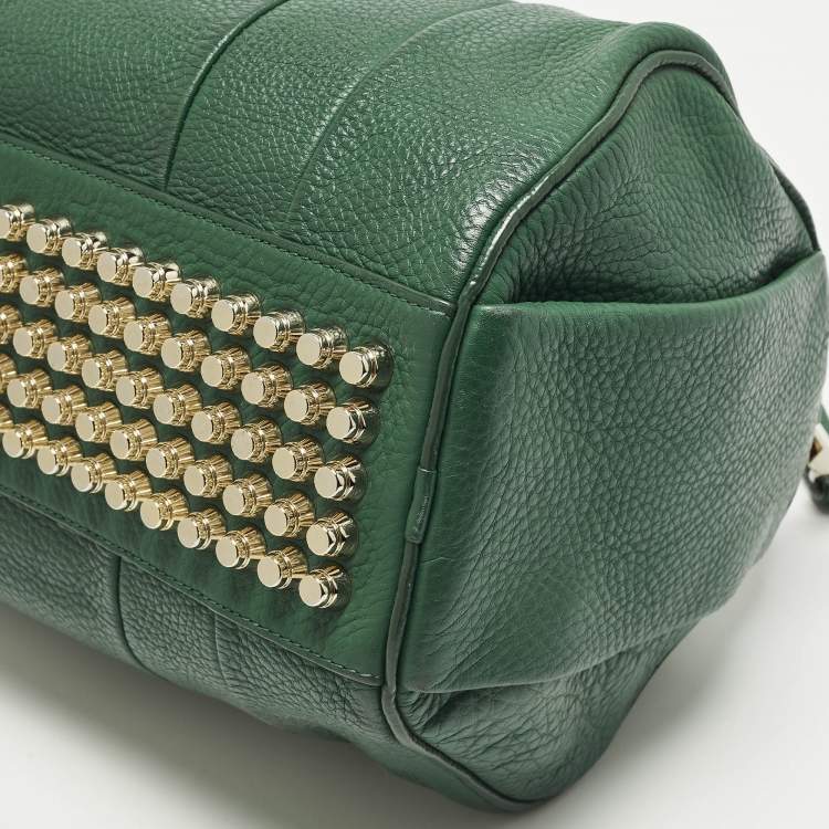 Pre Owned Alexander Wang Rocco Green Grained Leather Satchel