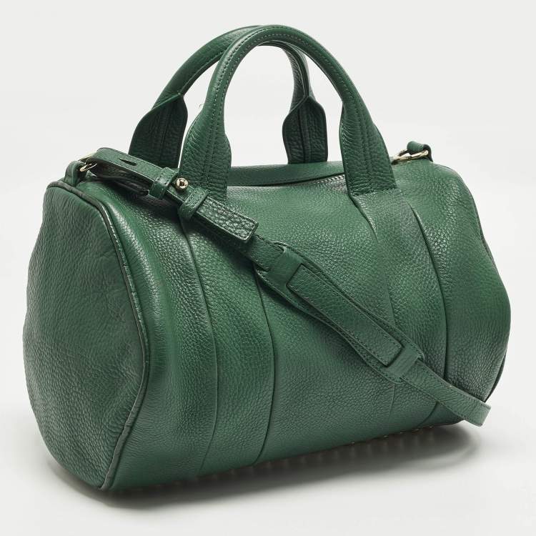 Pre Owned Alexander Wang Rocco Green Grained Leather Satchel