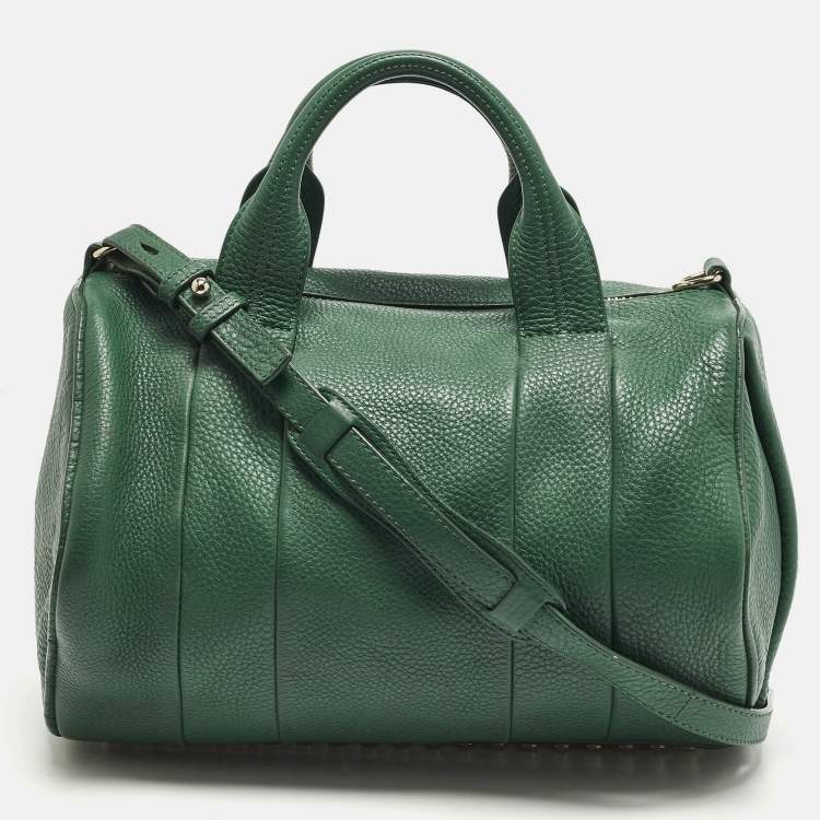 Pre Owned Alexander Wang Rocco Green Grained Leather Satchel