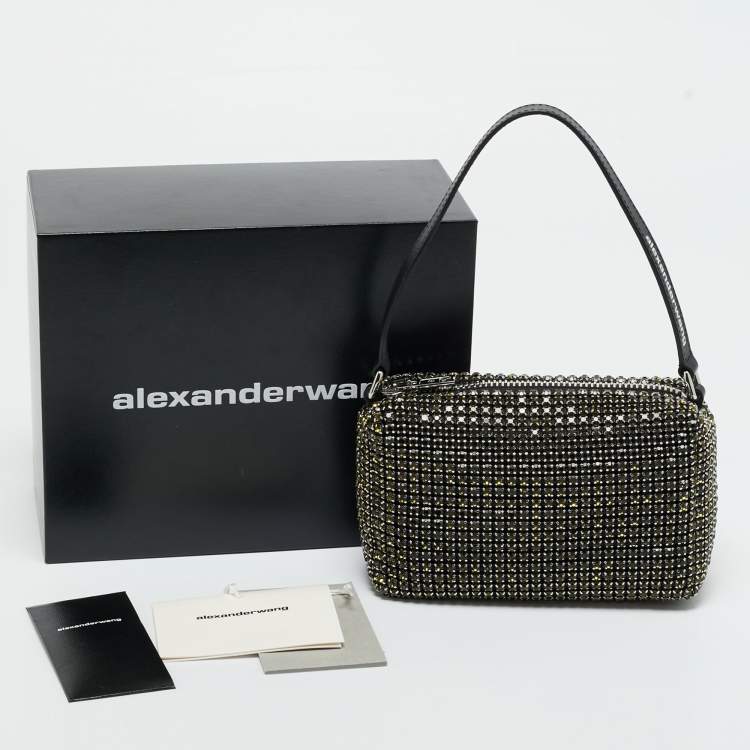 Pre Owned Alexander Wang Green Crystal Embellished Mini Heiress Pouch Bag