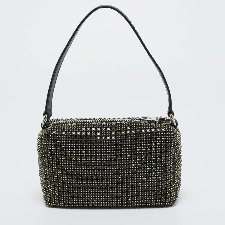 Pre Owned Alexander Wang Green Crystal Embellished Mini Heiress Pouch Bag