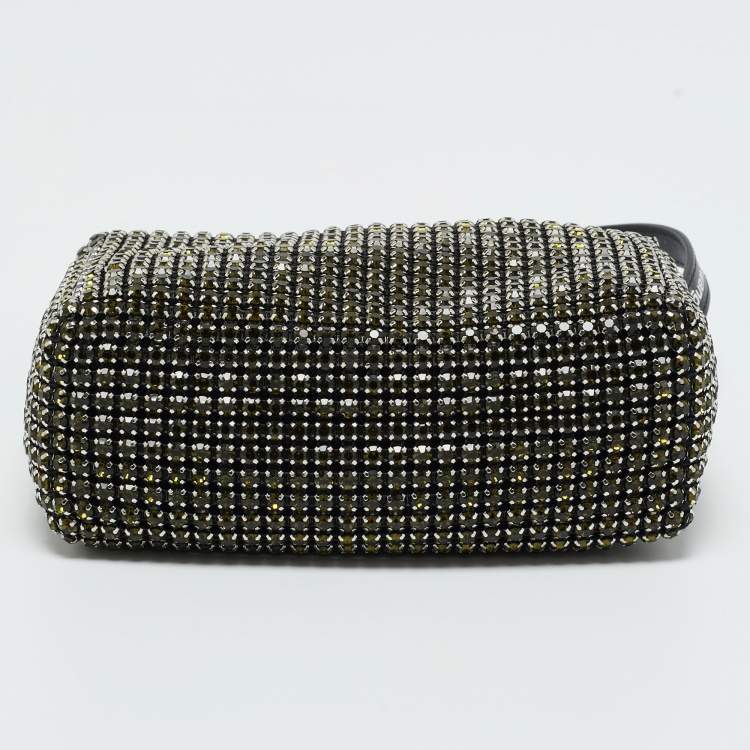 Pre Owned Alexander Wang Green Crystal Embellished Mini Heiress Pouch Bag