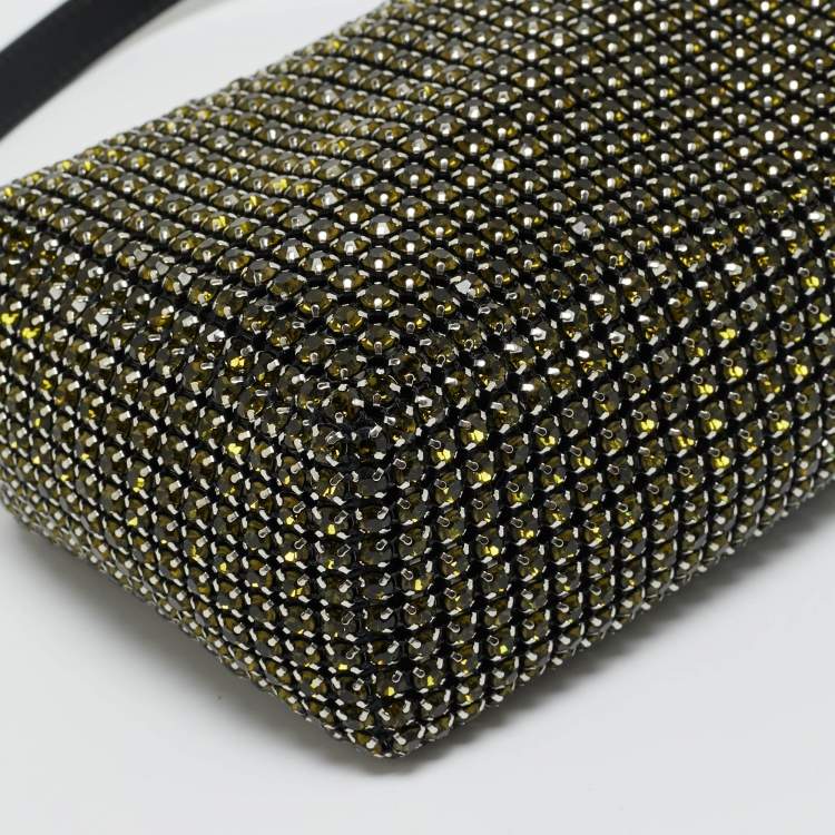 Pre Owned Alexander Wang Green Crystal Embellished Mini Heiress Pouch Bag