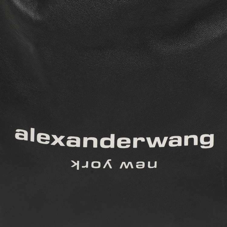Pre Owned Alexander Wang Black Leather Ryan Drawstring Hobo
