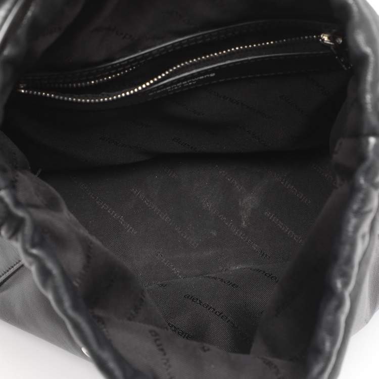 Pre Owned Alexander Wang Black Leather Ryan Drawstring Hobo