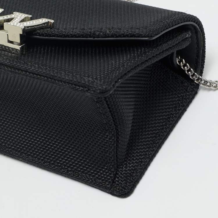 Pre Owned Alexander Wang Black Nylon Micro W Crystal Legacy Crossbody Bag