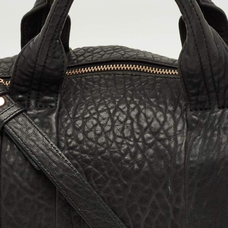 Pre Owned حقيبة أليكساندر وانغ روكو جلد مرصوف أسود