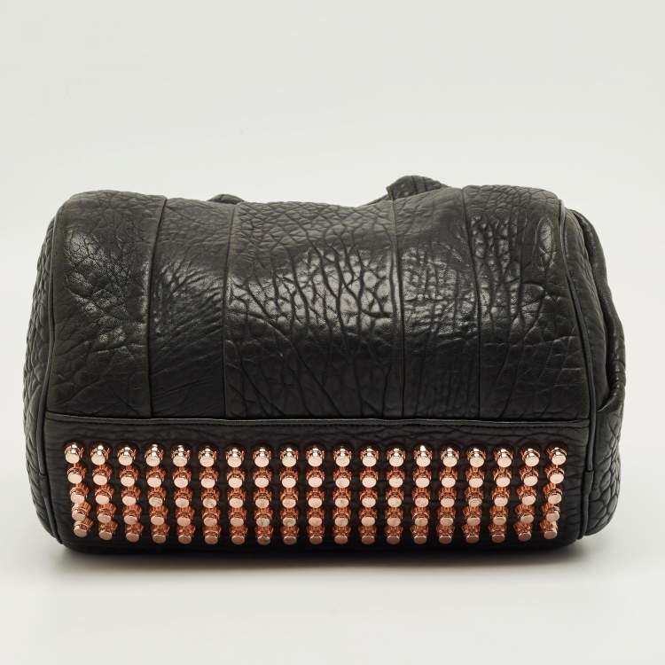 Pre Owned حقيبة أليكساندر وانغ روكو جلد مرصوف أسود