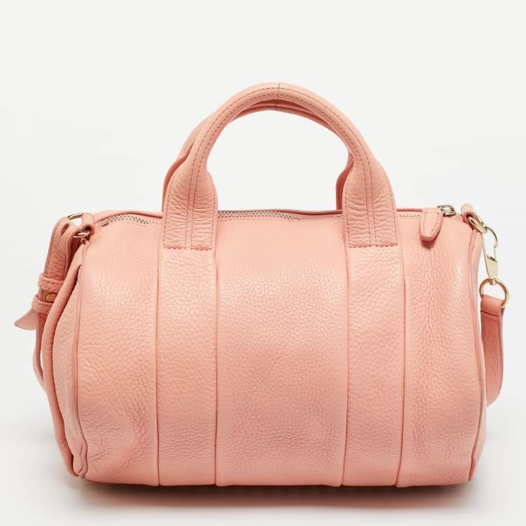 Pre Owned Alexander Wang Peach Grained Leather Rocco Bag