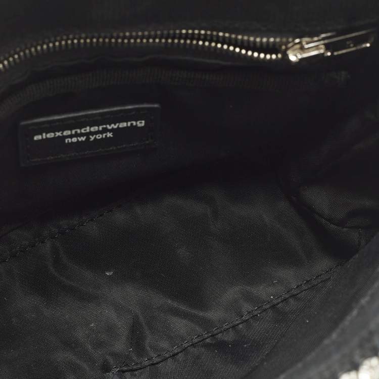 Pre Owned حقيبة يد توتس الكسندر وانغ كروزر مرصعة بالكريستال قماش أسود صغيرة