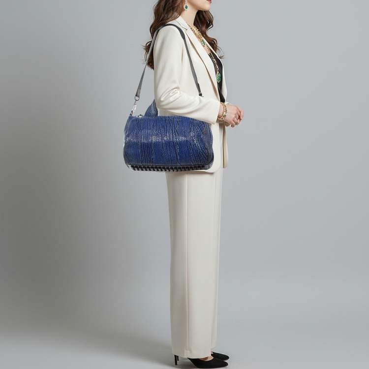 Pre Owned Alexander Wang Rocco Blue/Grey Leather Satchel