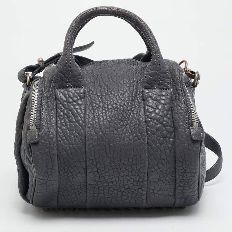 Pre Owned Alexander Wang Rocco Grey Textured Leather Bag