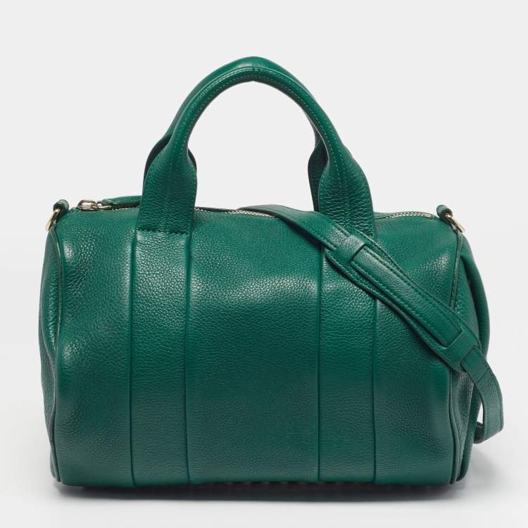Pre Owned Alexander Wang Rocco Green Grained Leather Satchel