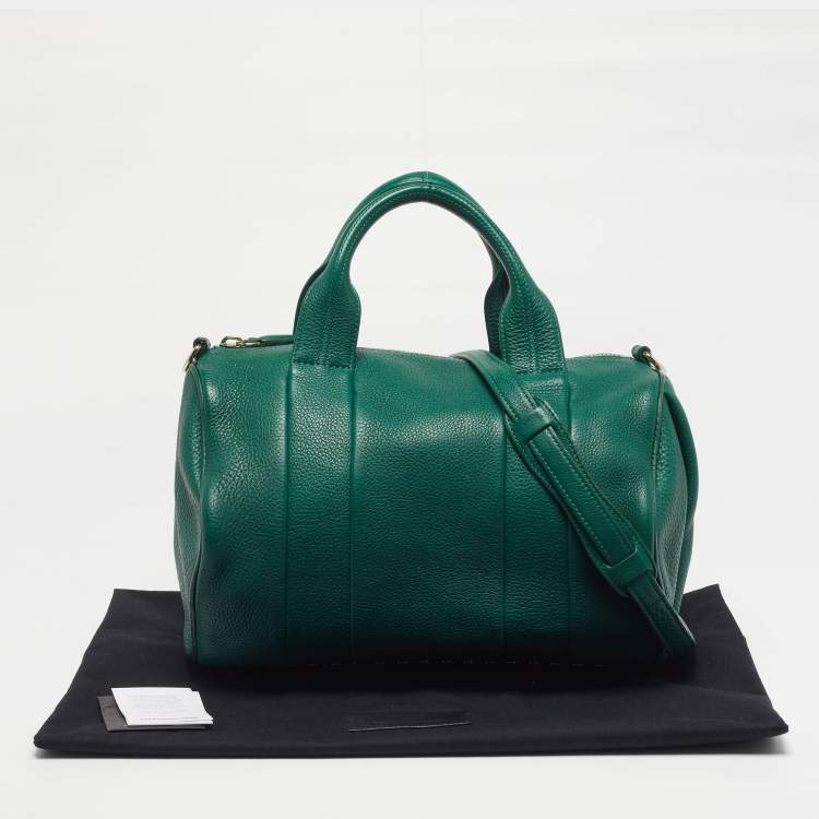 Pre Owned Alexander Wang Rocco Green Grained Leather Satchel