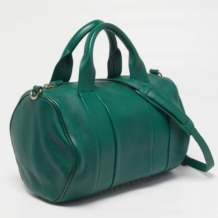 Pre Owned Alexander Wang Rocco Green Grained Leather Satchel