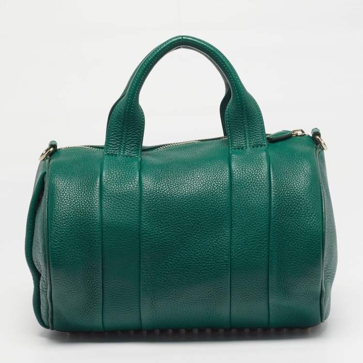 Pre Owned Alexander Wang Rocco Green Grained Leather Satchel