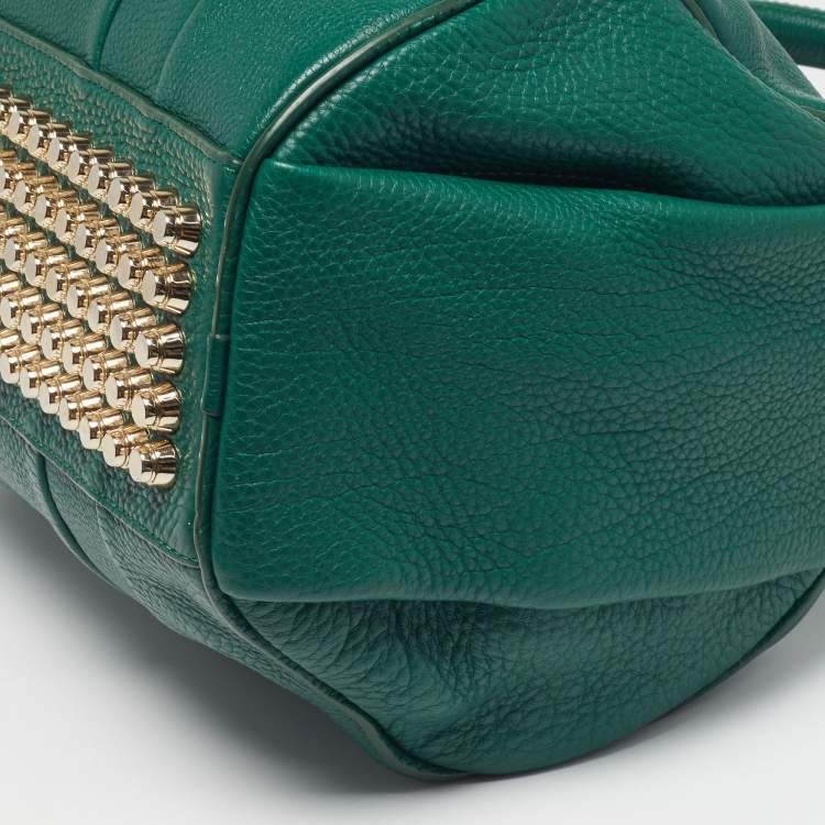 Pre Owned Alexander Wang Rocco Green Grained Leather Satchel