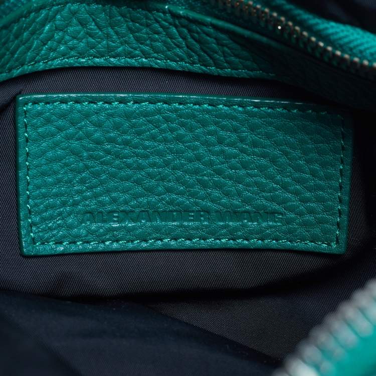 Pre Owned Alexander Wang Rocco Green Grained Leather Satchel