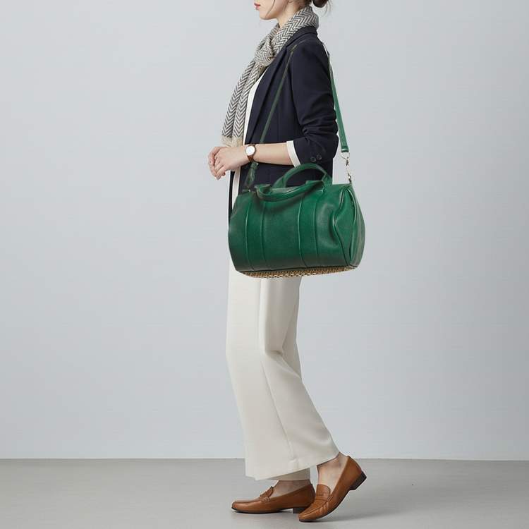 Pre Owned Alexander Wang Rocco Green Grained Leather Satchel