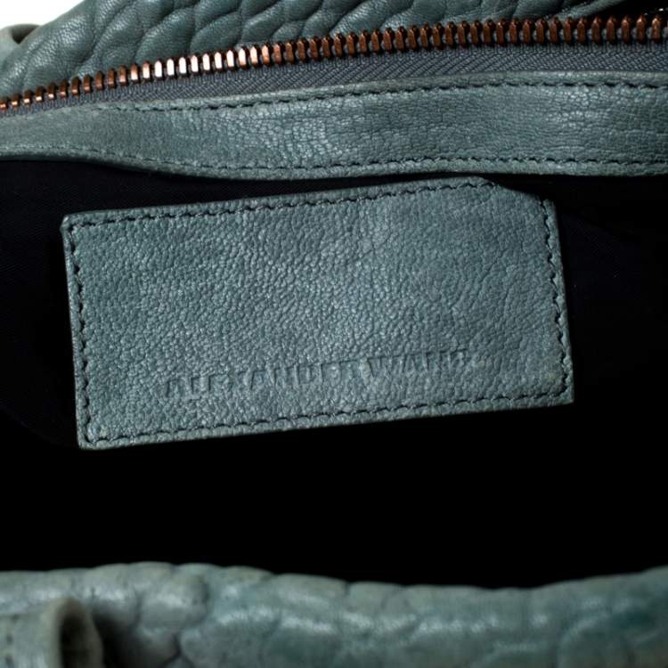 Pre Owned Alexander Wang Light Green Pebbled Leather Rocco Duffel Bag