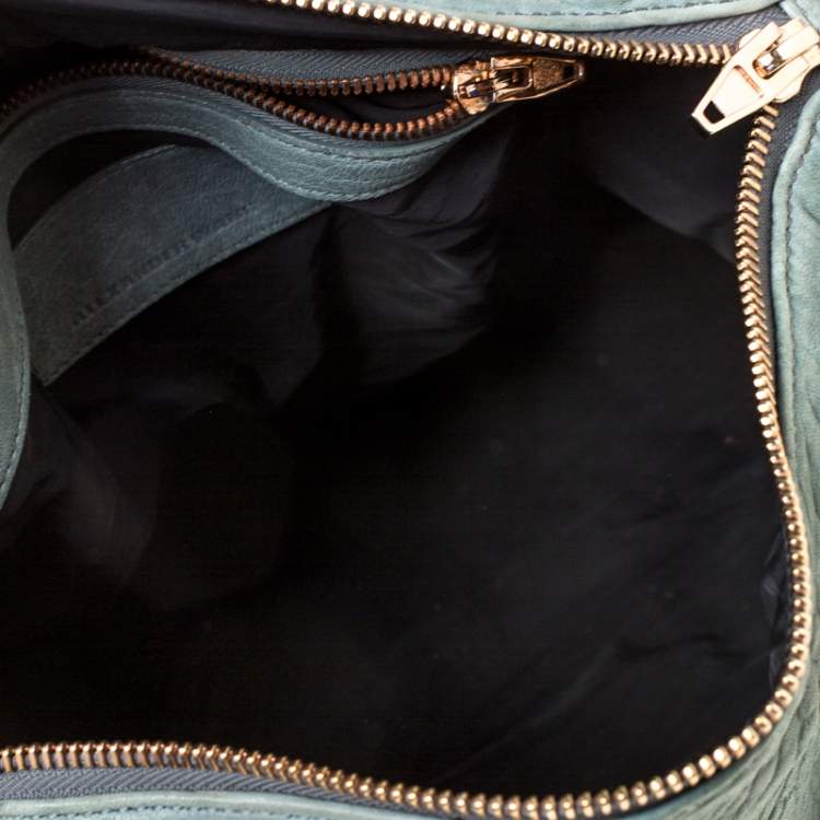 Pre Owned Alexander Wang Light Green Pebbled Leather Rocco Duffel Bag