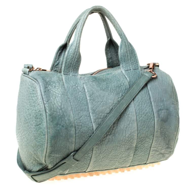 Pre Owned Alexander Wang Light Green Pebbled Leather Rocco Duffel Bag