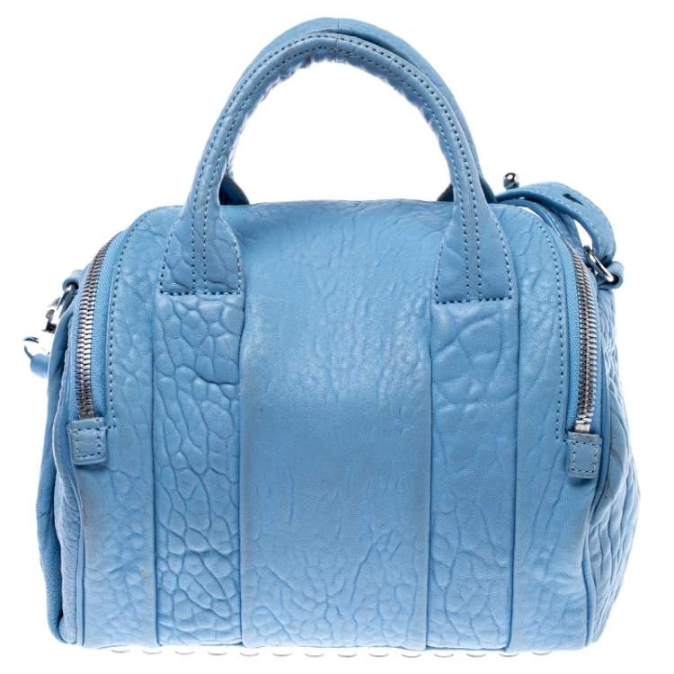 Pre Owned Alexander Wang Sky Blue Textured Leather Rocco Duffel Bag