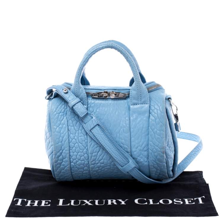 Pre Owned Alexander Wang Sky Blue Textured Leather Rocco Duffel Bag