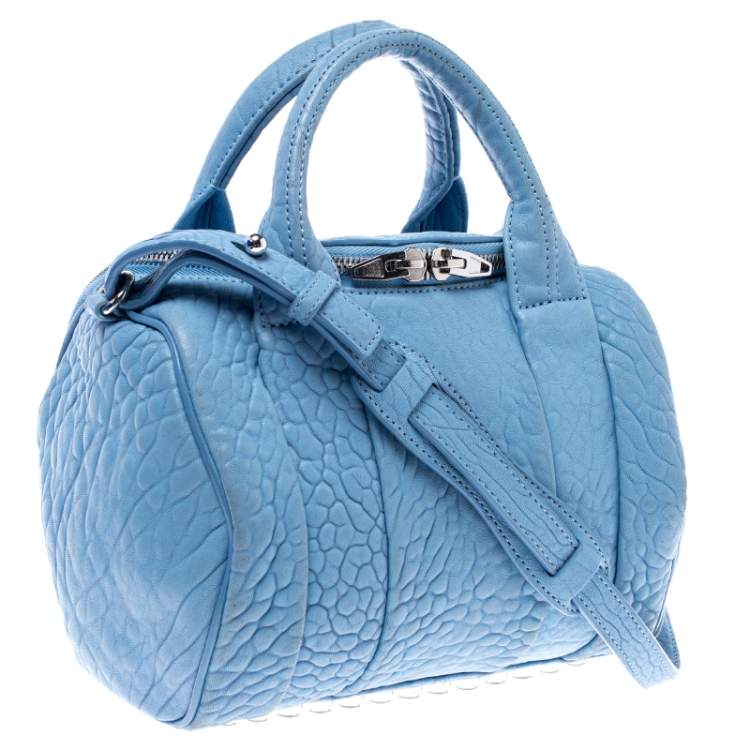 Pre Owned Alexander Wang Sky Blue Textured Leather Rocco Duffel Bag