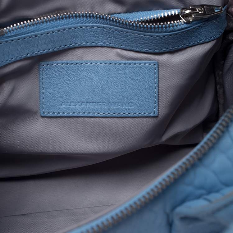 Pre Owned Alexander Wang Sky Blue Textured Leather Rocco Duffel Bag