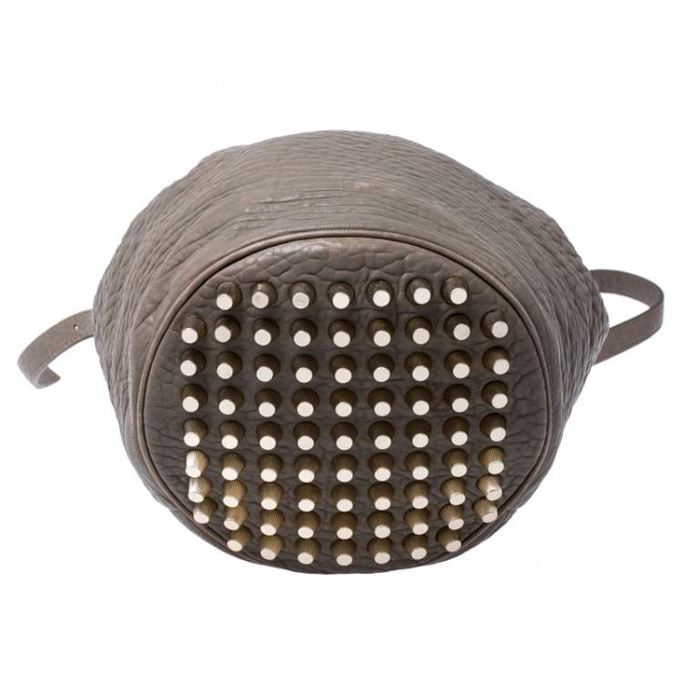 Pre Owned Alexander Wang Taupe Textured Leather Diego Bucket Bag