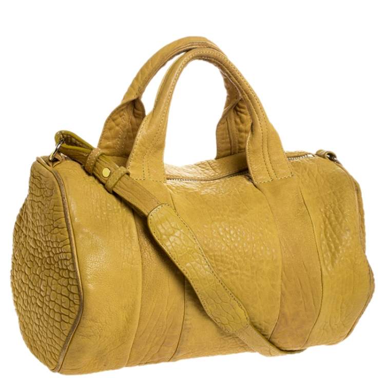Pre Owned Alexander Wang Mustard Pebbled Leather Rocco Duffel Bag