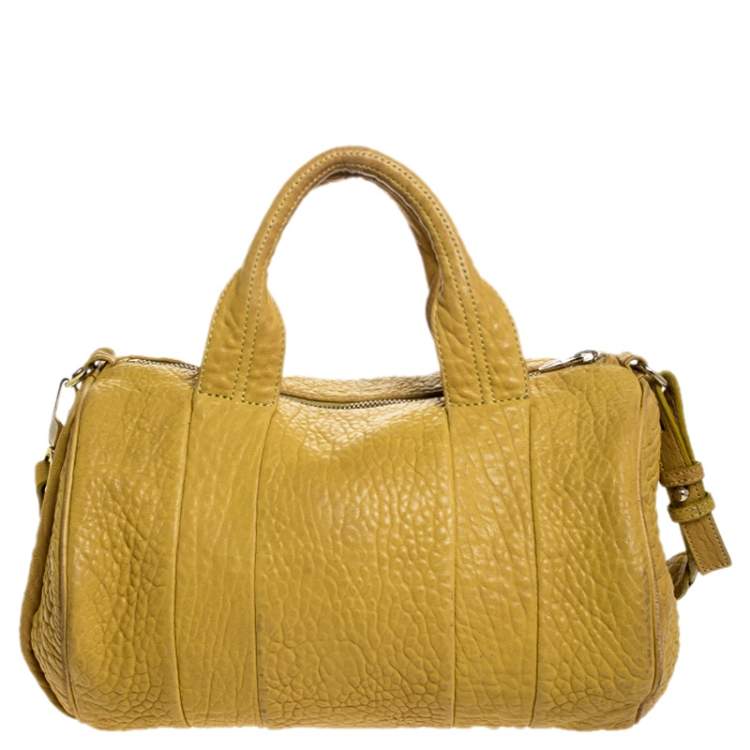 Pre Owned Alexander Wang Mustard Pebbled Leather Rocco Duffel Bag