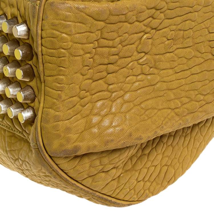 Pre Owned Alexander Wang Mustard Pebbled Leather Rocco Duffel Bag