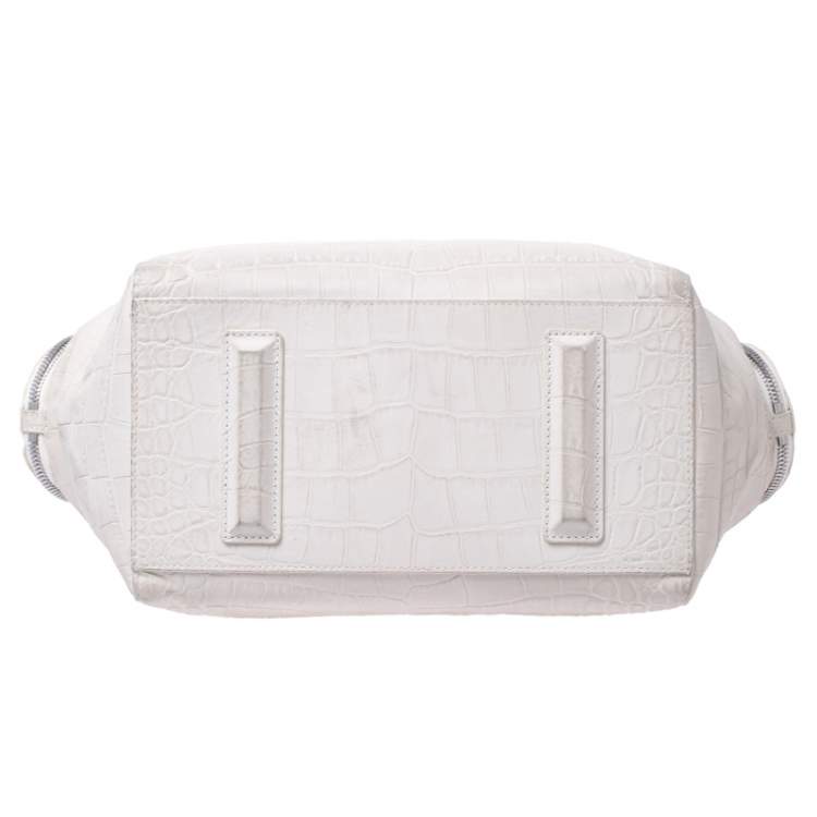 Pre Owned Alexander Wang White Crocodile Embossed Leather Jamie Satchel