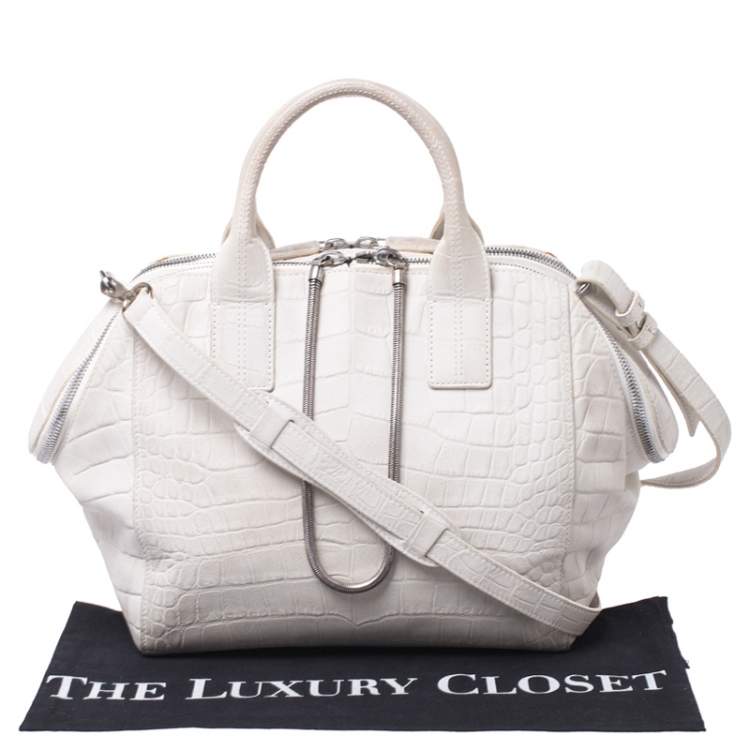 Pre Owned Alexander Wang White Crocodile Embossed Leather Jamie Satchel