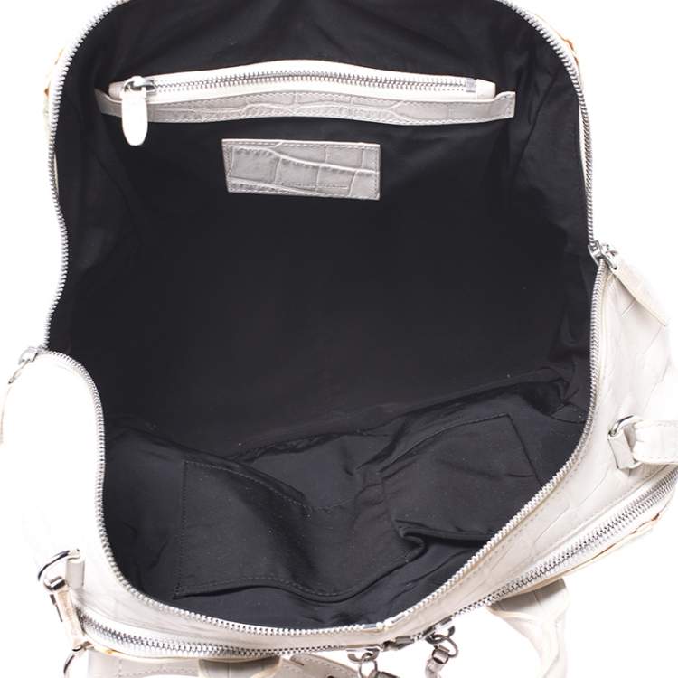 Pre Owned Alexander Wang White Crocodile Embossed Leather Jamie Satchel