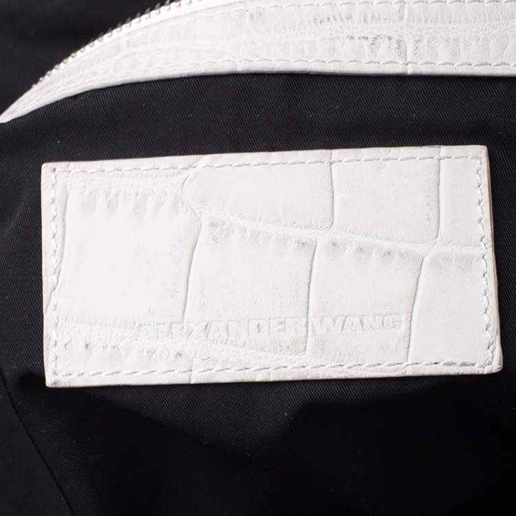 Pre Owned Alexander Wang White Crocodile Embossed Leather Jamie Satchel