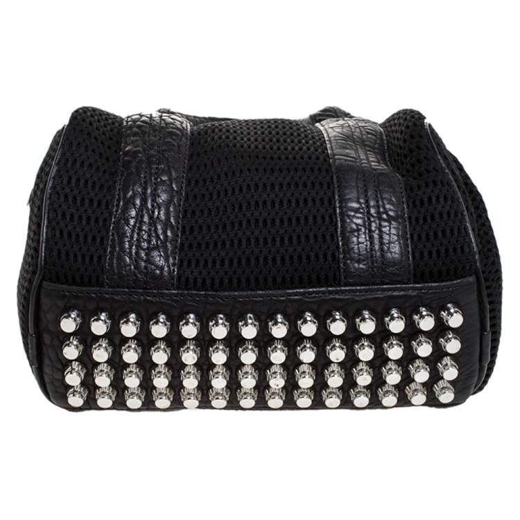 مملوكة مسبقًا Alexander Wang Black Leather and Fabric Crochet Rocco Bag