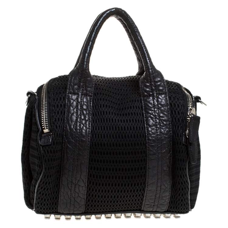 مملوكة مسبقًا Alexander Wang Black Leather and Fabric Crochet Rocco Bag