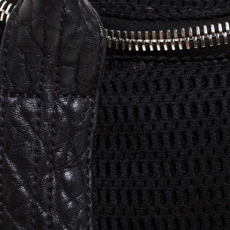 مملوكة مسبقًا Alexander Wang Black Leather and Fabric Crochet Rocco Bag