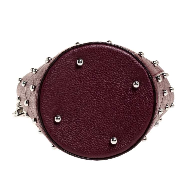 Pre Owned Alexander Wang Burgundy Leather Mini Roxy Studded Bucket Bag