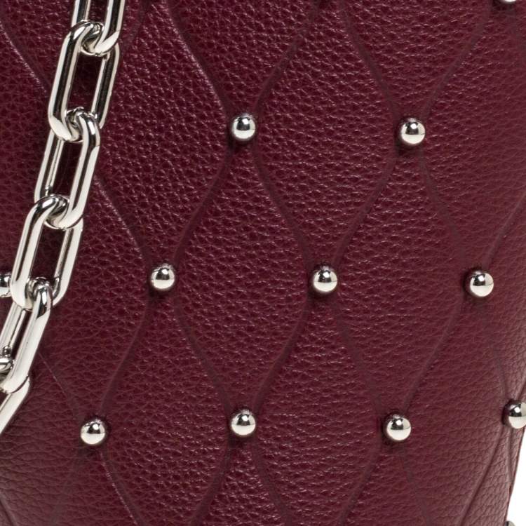 Pre Owned Alexander Wang Burgundy Leather Mini Roxy Studded Bucket Bag