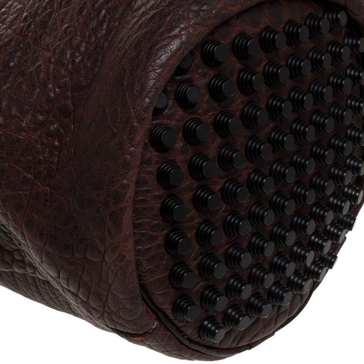 Pre Owned Alexander Wang Dark Brown Textured Leather Diego Bucket Bag